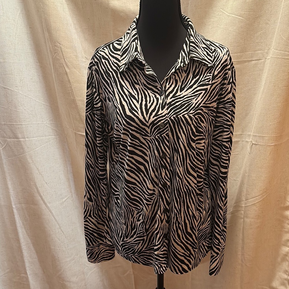 Chico's Black and White Animal Print Blouse